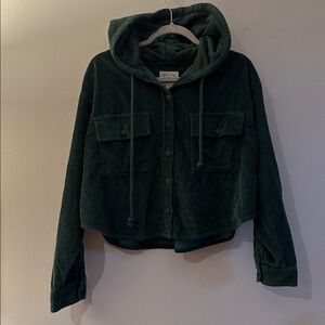 American Eagle Outfitters Dark Green Corduroy Utility Jacket - Preloved